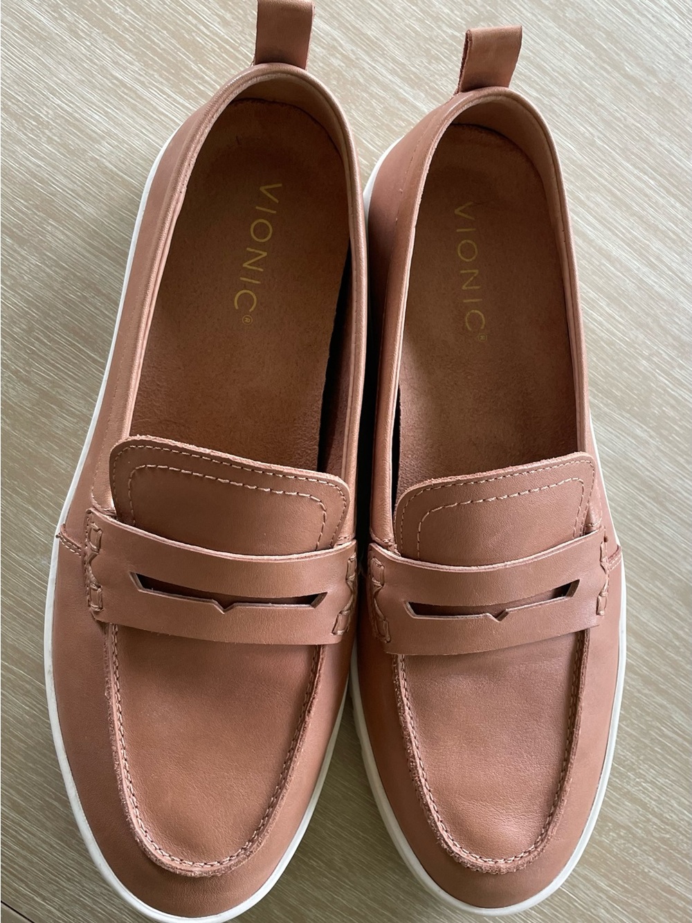 Vionic Women's Leather Uptown Loafer Moc in Cognac Brown - Picture 6 of 9